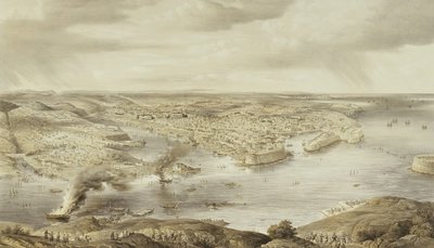 Las ruinas ensangrentadas de Sebastopol, 10 de septiembre de 1855, grabado por Day y Son, publicado en 1857 de Nathaniel Whittock